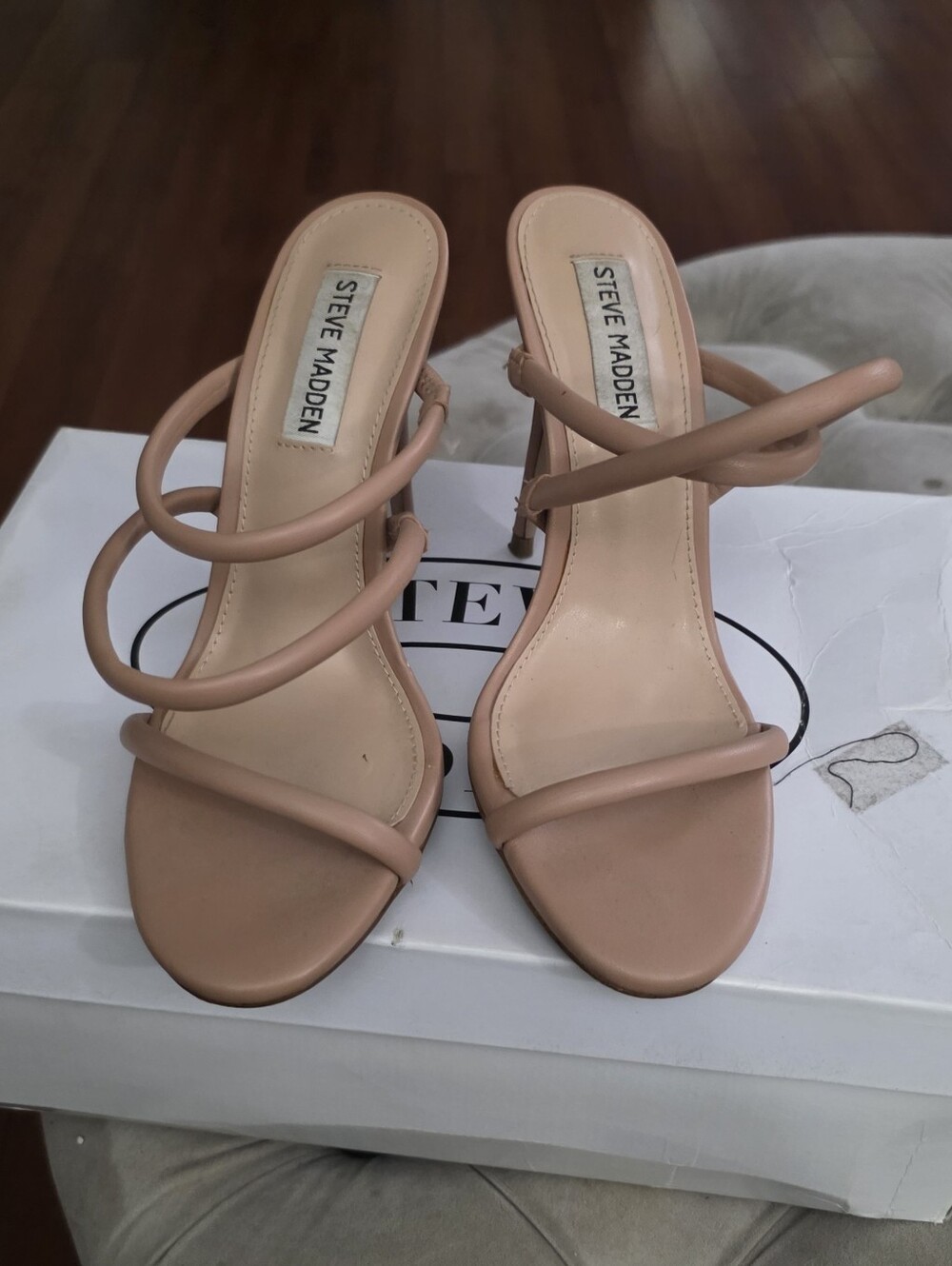 Carolena Steve Madden Nude Strappy High Heel Sandal - Picture 2 of 4
